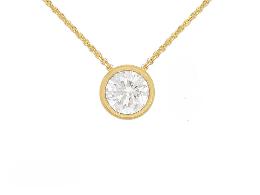 9ct Yellow Gold Round Cut Lab-Grown Diamond Slider Pendant, 0.72ct Total