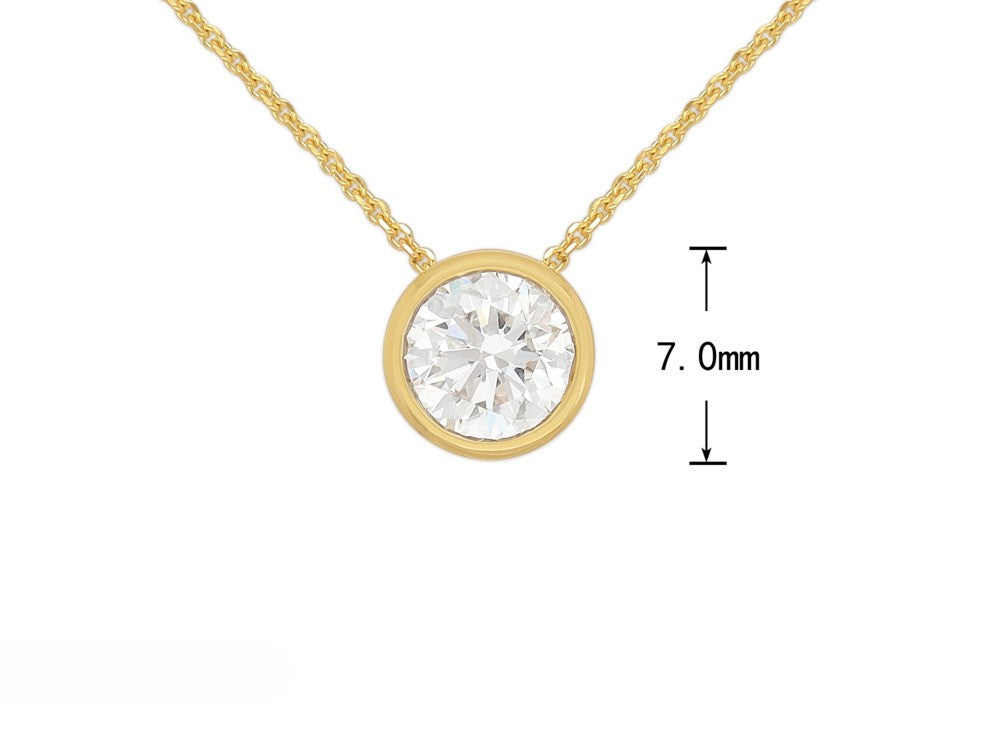 9ct Yellow Gold Round Cut Lab-Grown Diamond Slider Pendant, 0.72ct Total
