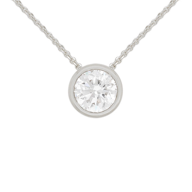 9ct White Gold Round Cut Lab-Grown Diamond Slider Pendant, 0.71ct Total