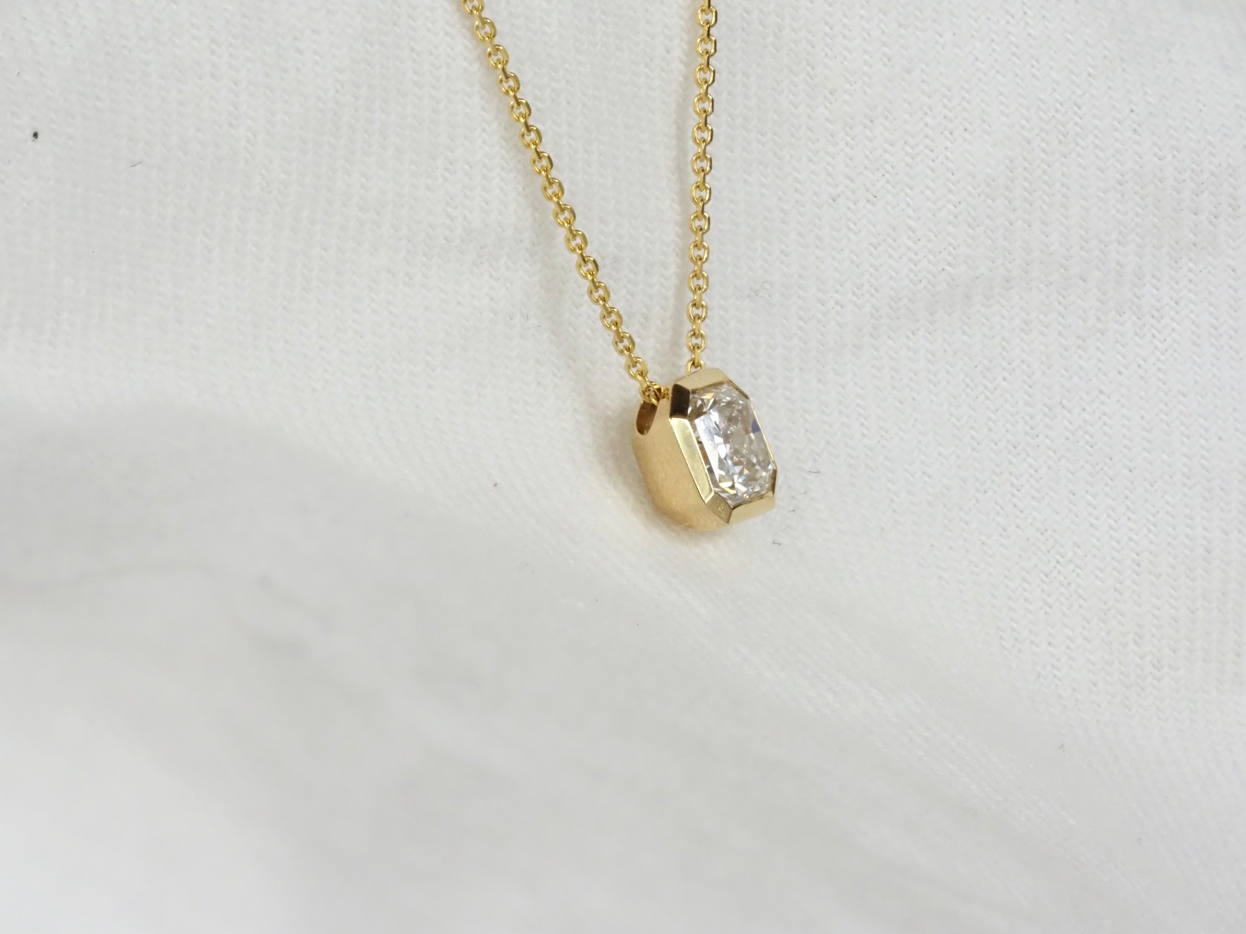 9ct Yellow Gold Radiant Cut Lab-Grown Diamond Slider Pendant, 0.71ct Total