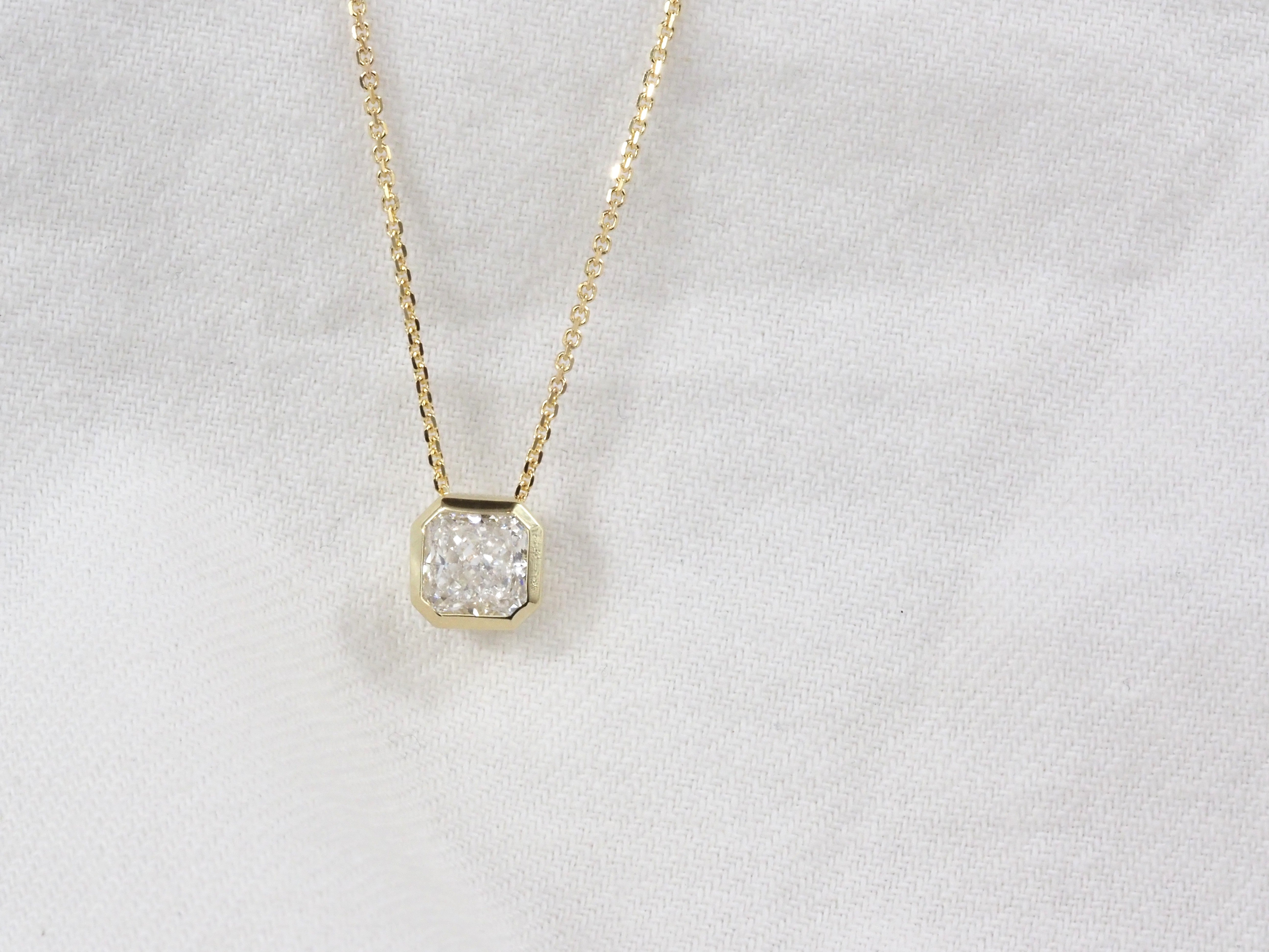 9ct Yellow Gold Radiant Cut Lab-Grown Diamond Slider Pendant, 0.70ct Total