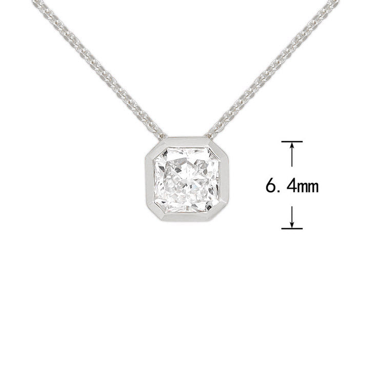 9ct White Gold Radiant Cut Lab-Grown Diamond Slider Pendant, 0.70ct Total