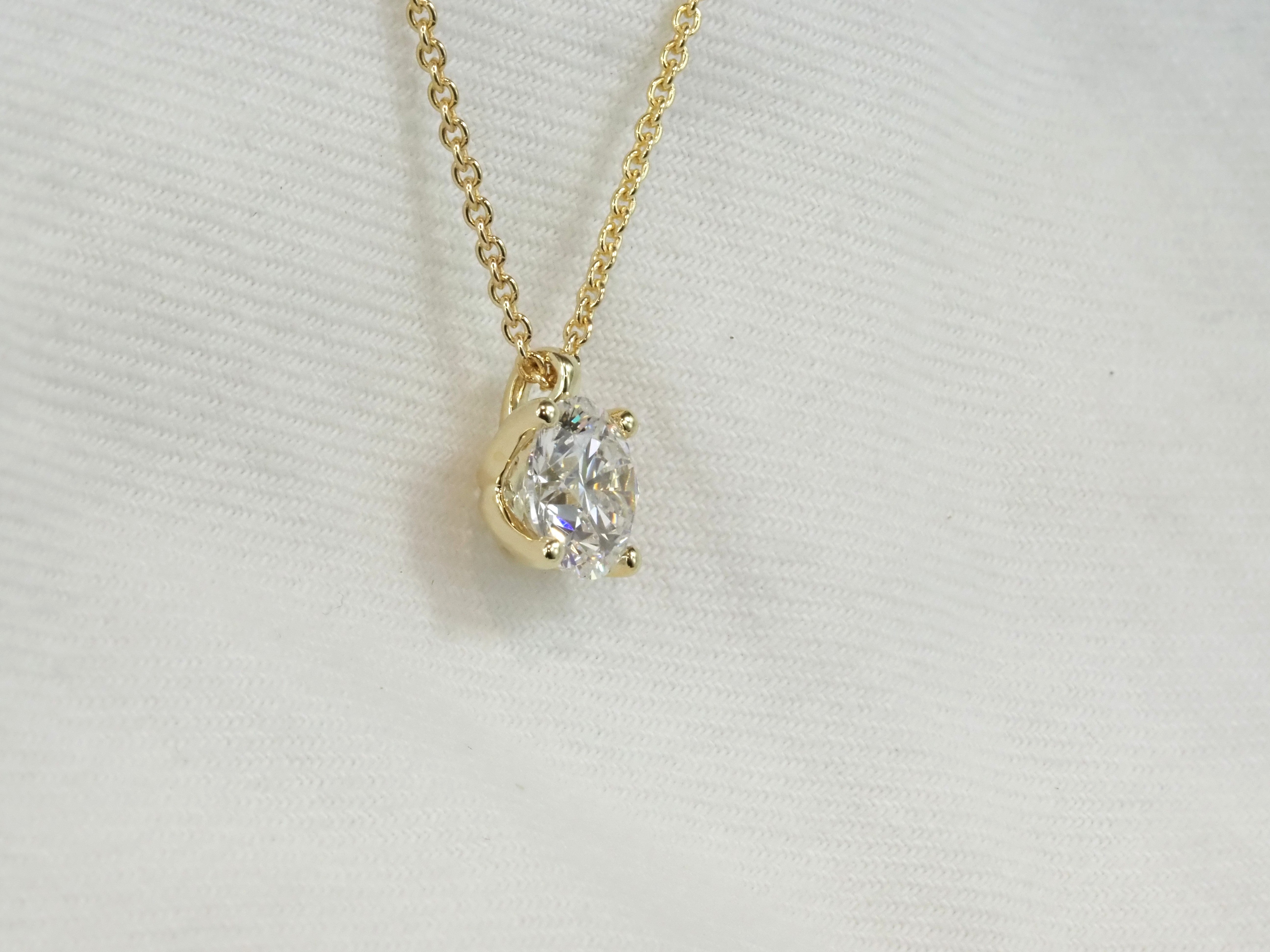 9ct Yellow Gold Round Cut Lab-Grown Diamond Pendant, 1.56ct