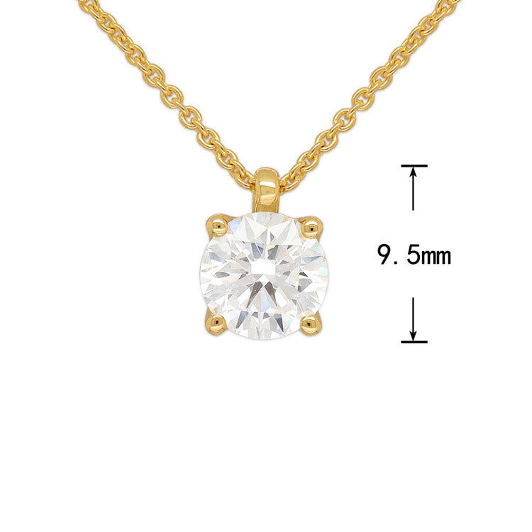 9ct Yellow Gold Round Cut Lab-Grown Diamond Pendant, 1.56ct