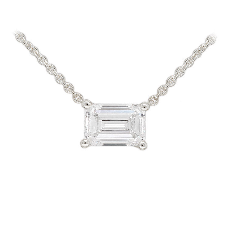 Hammerton's 145 9ct White Gold 1.45ct Emerald-Shape Lab-Grown Diamond Anchored Pendant