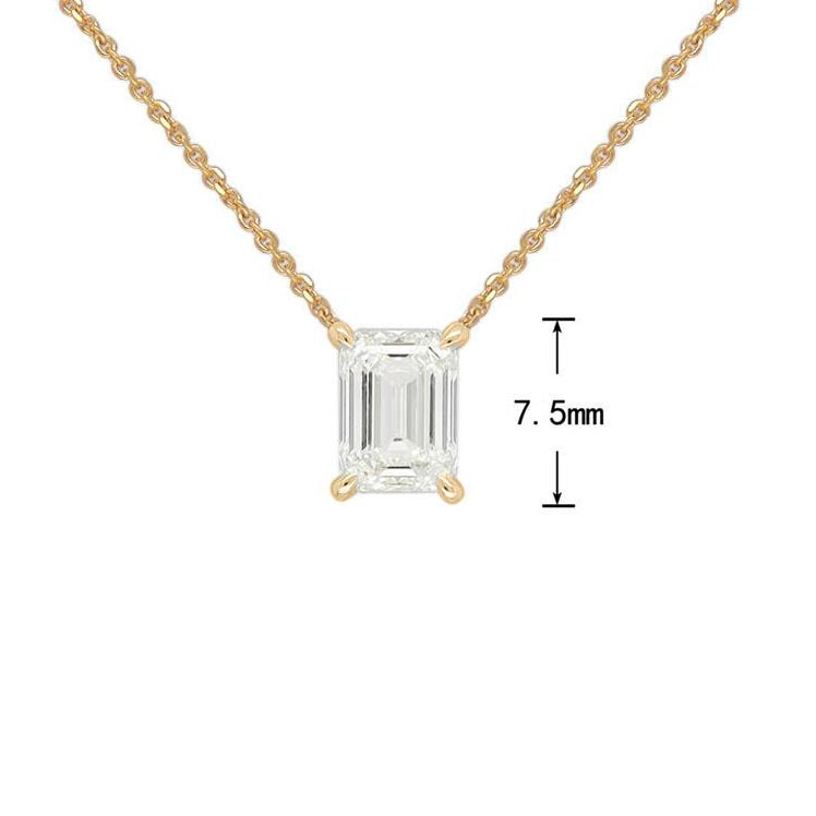 9ct Yellow Gold Emerald Cut Lab-Grown Diamond Pendant, 1.03ct