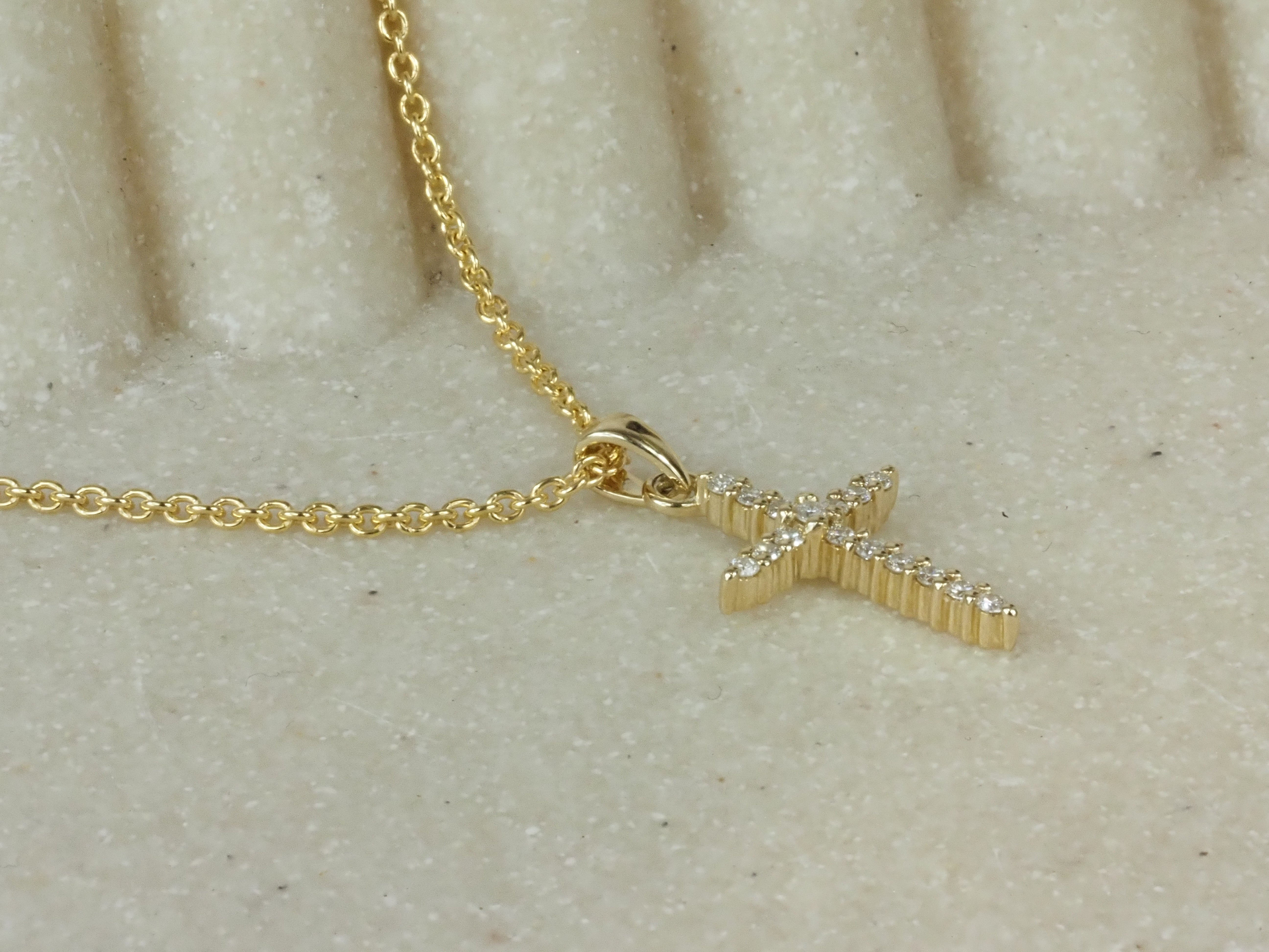 9ct Yellow Gold Diamond Cross Pendant, 0.10ct Total