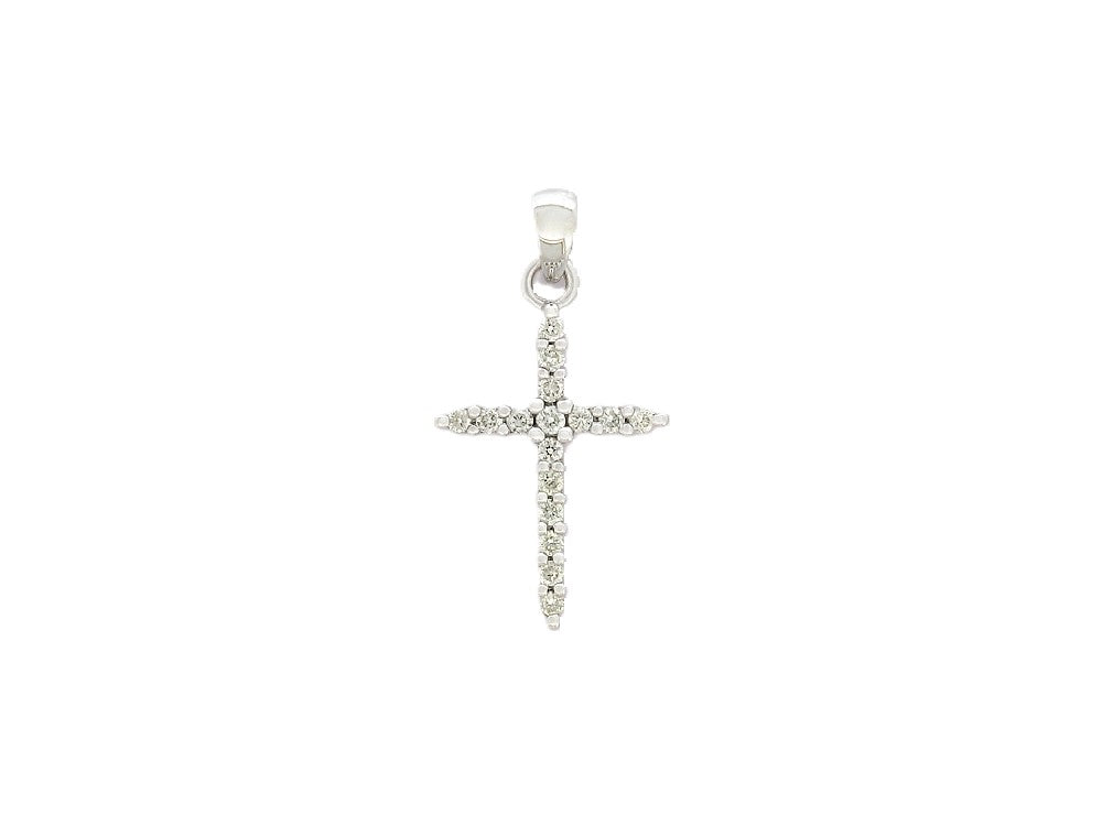 9ct White Gold Diamond cross, 0.10ct total