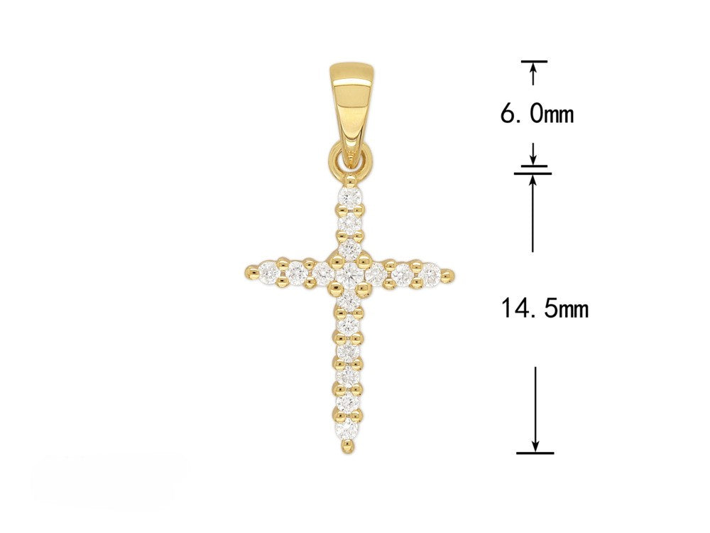 9ct Yellow Gold Diamond Cross Pendant, 0.10ct Total