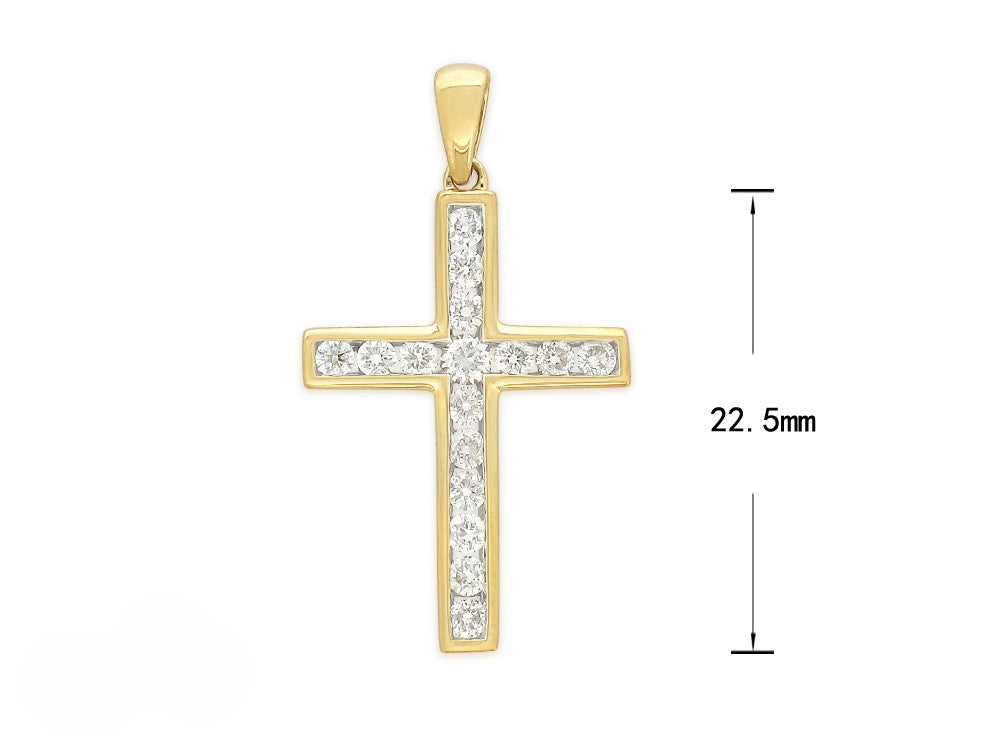 9ct Yellow and White Gold 0.51ct Diamond Cross Pendant