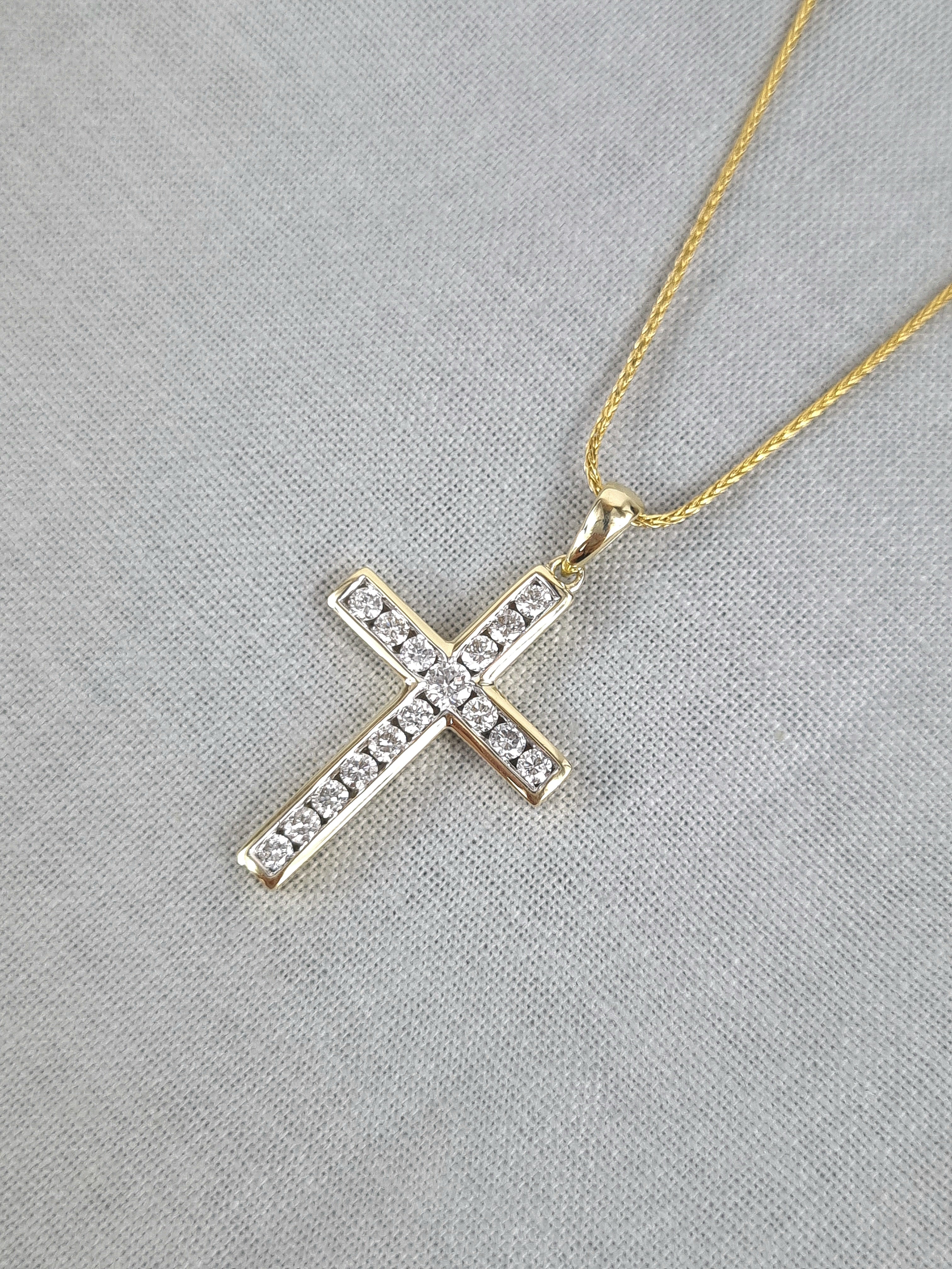 9ct Yellow and White Gold 0.51ct Diamond Cross Pendant
