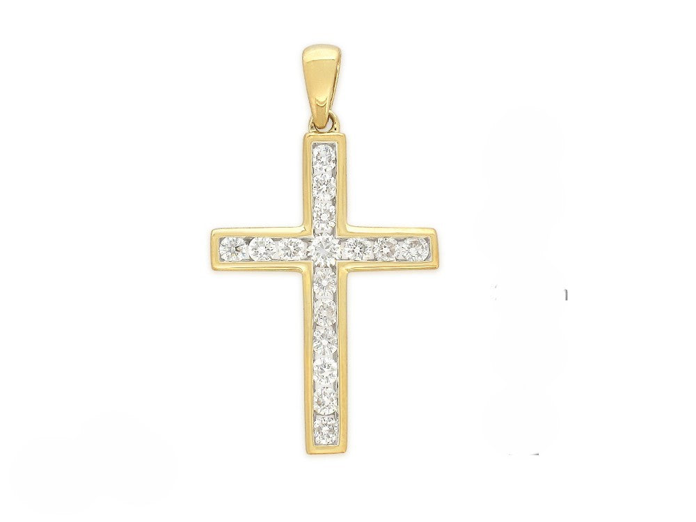 9ct Yellow and White Gold 0.51ct Diamond Cross Pendant