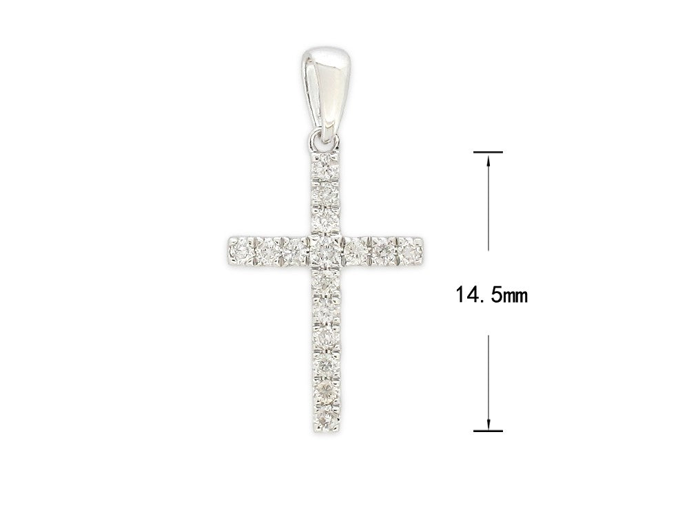 9ct White Gold Claw set Diamond cross, 0.15ct total