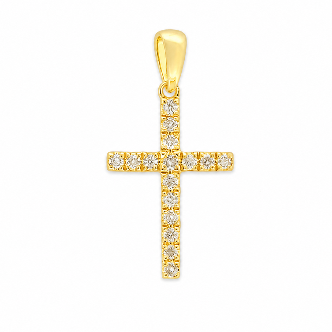 9ct Yellow Gold Diamond Cross Pendant, 0.15ct Total
