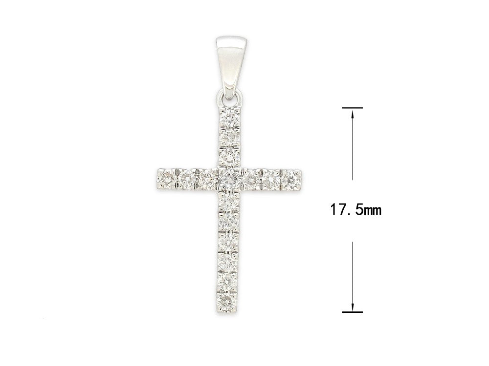 9ct White Gold Diamond claw set cross, 0.25ct total