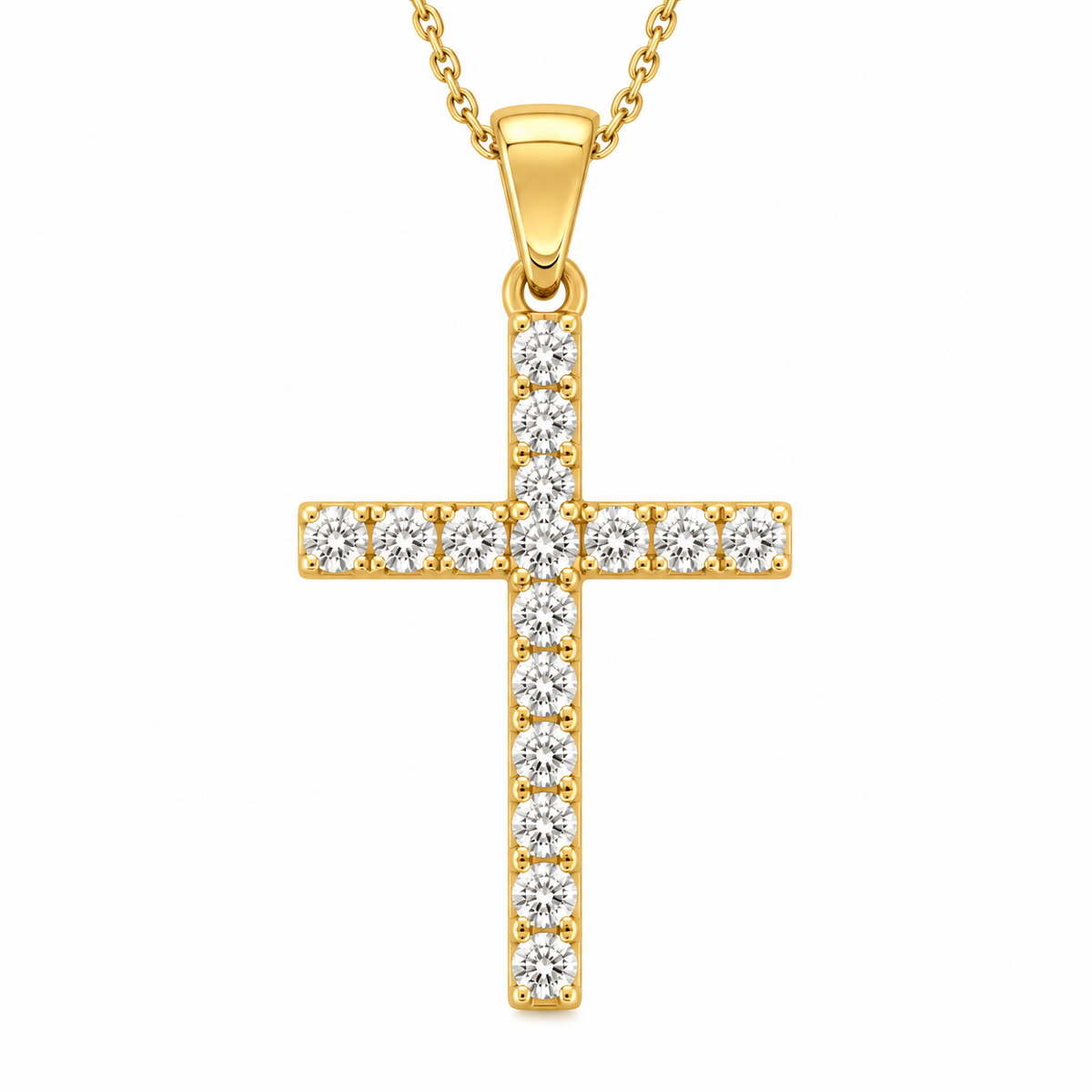 9ct Yellow and White Gold Diamond Cross Pendant, 0.26ct