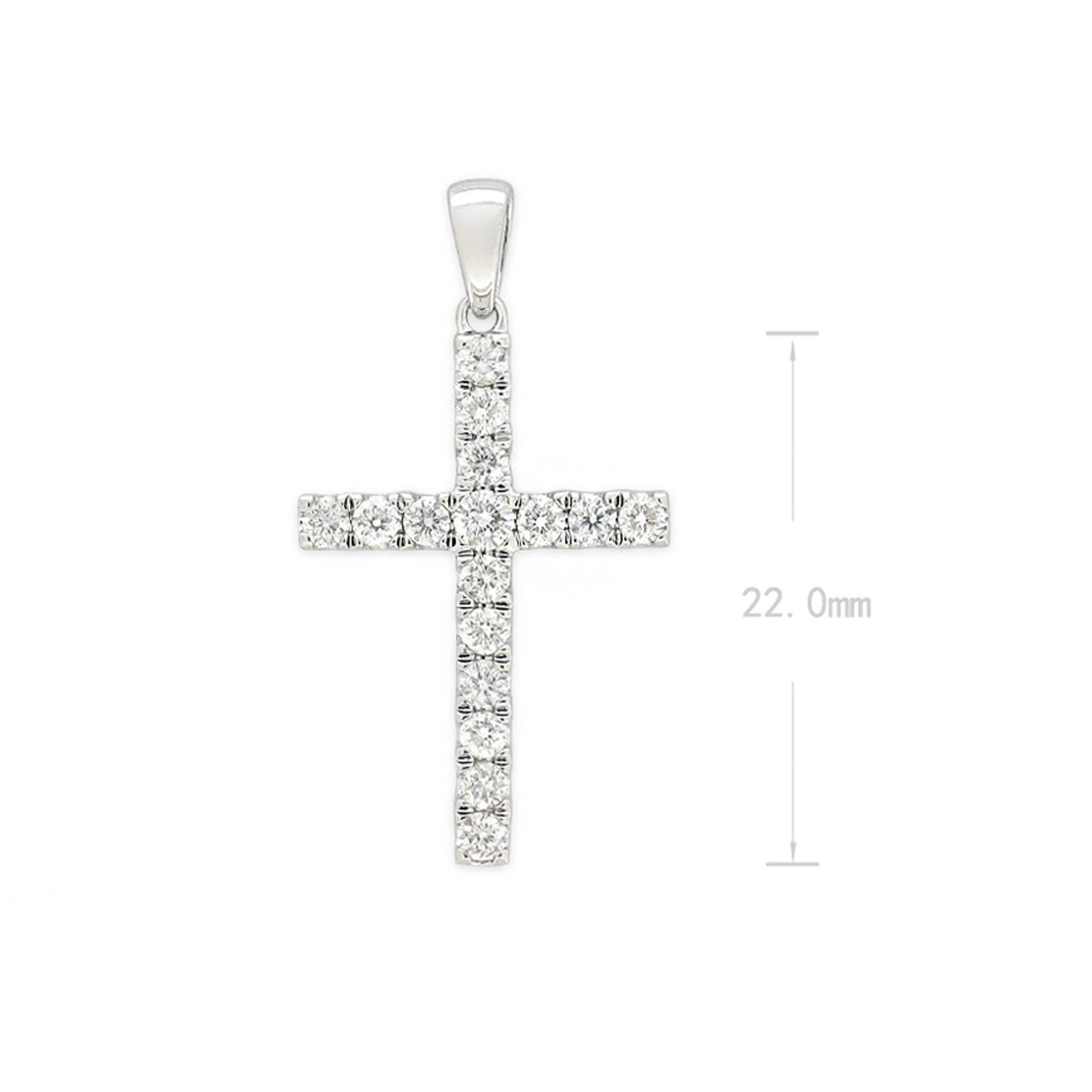 9ct White Gold Diamond claw set cross, 0.50ct total
