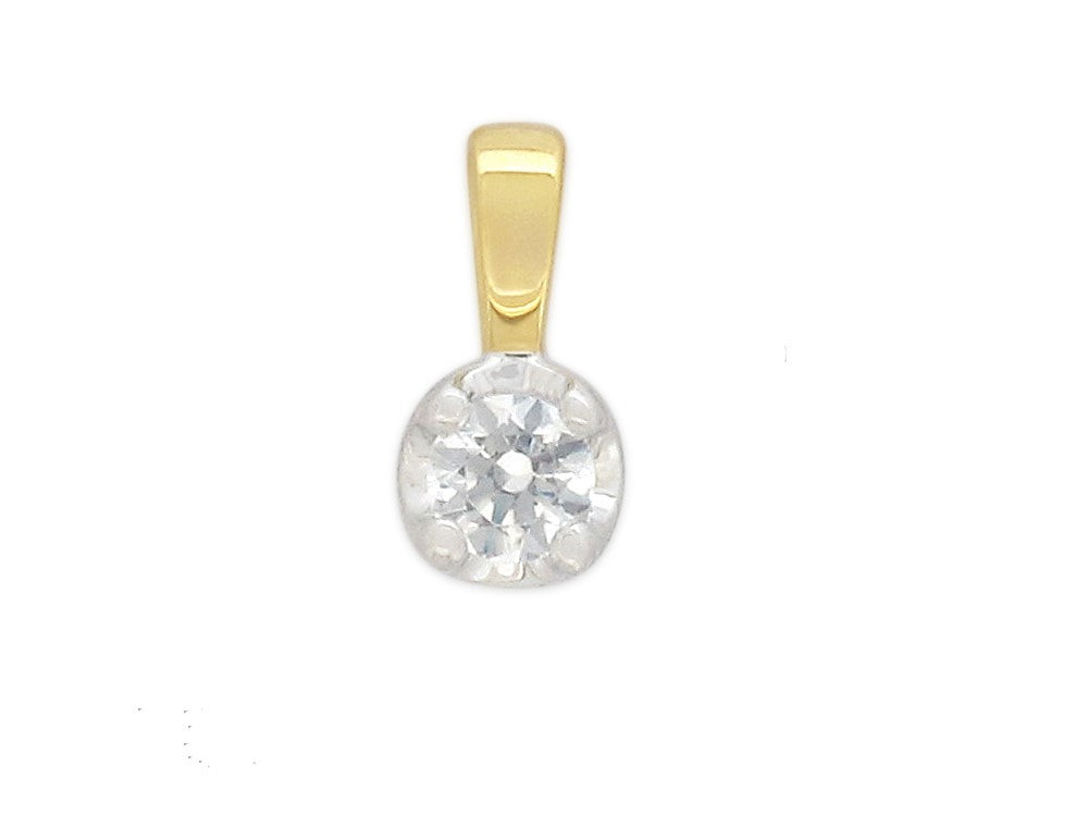 9ct Yellow and White gold Round Diamond pendant, total