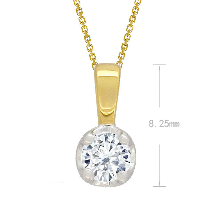 9ct Yellow and White Gold Diamond Pendant, 0.10ct