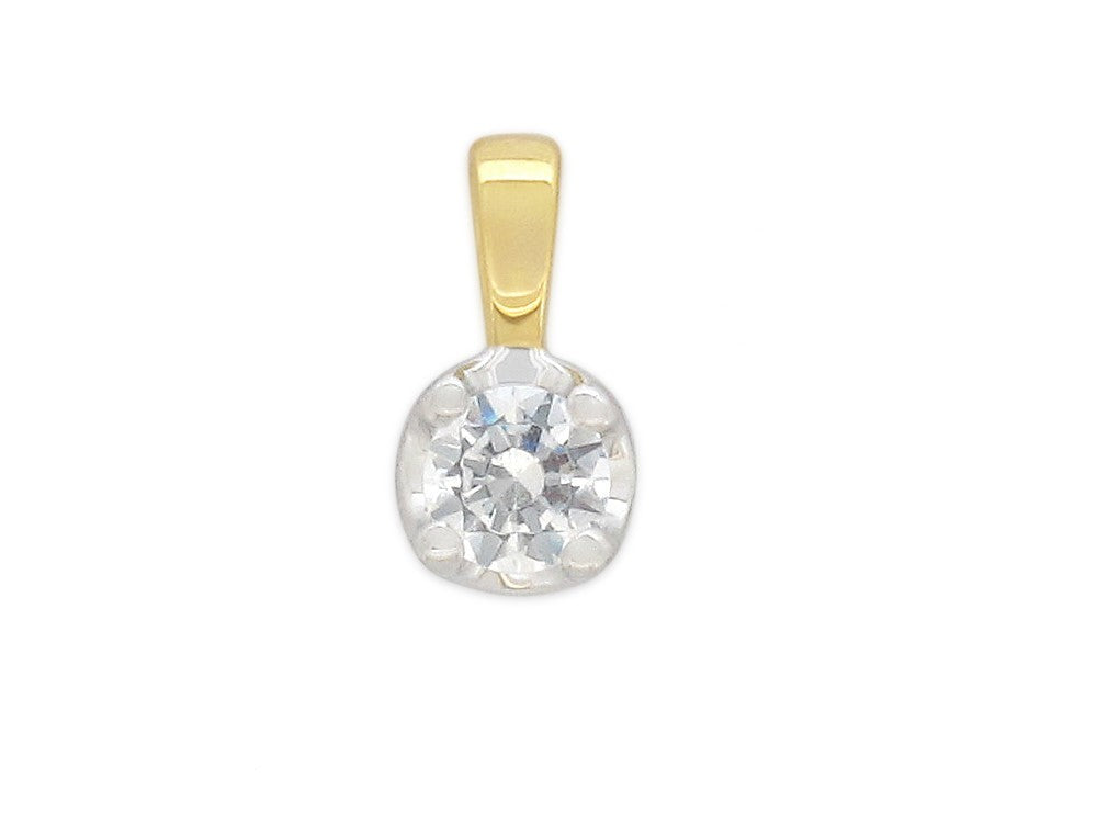 9ct Yellow and White Gold Round Diamond pendant, 0.20ct total