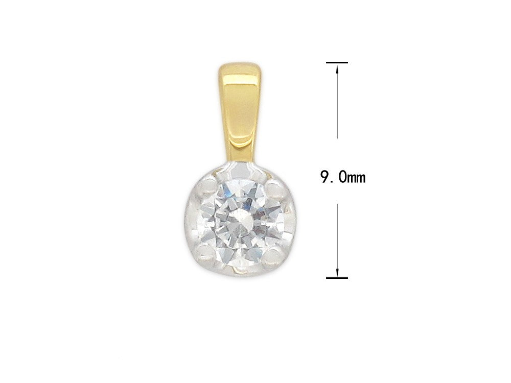9ct Yellow and White Gold Round Diamond pendant, 0.20ct total