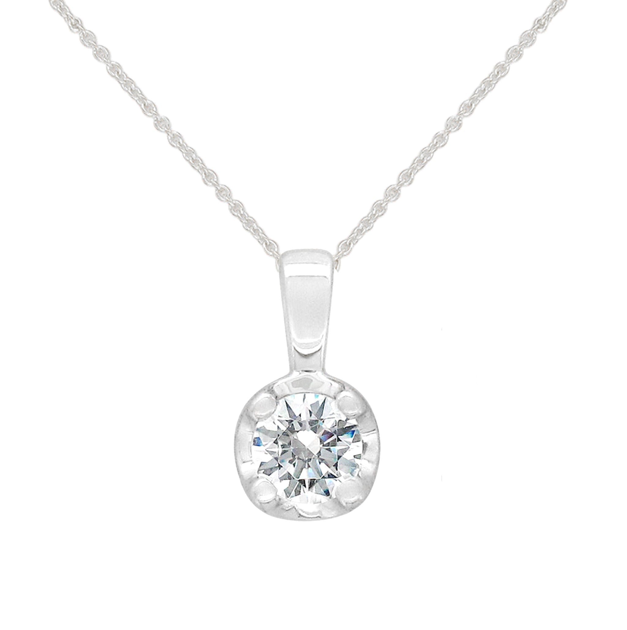 9ct White gold Round Diamond pendant, 0.25ct total