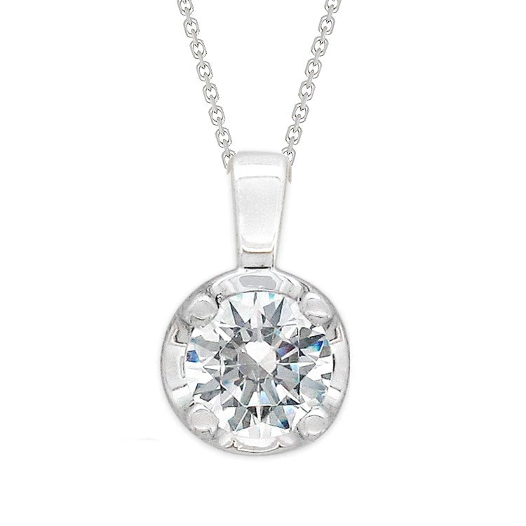 9ct White Gold Round Diamond pendant, 0.30ct total