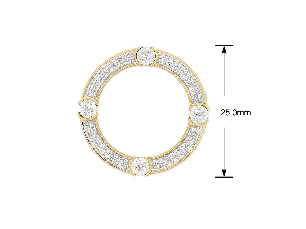 9ct White Gold Diamond circle pendant, 0.25ct total