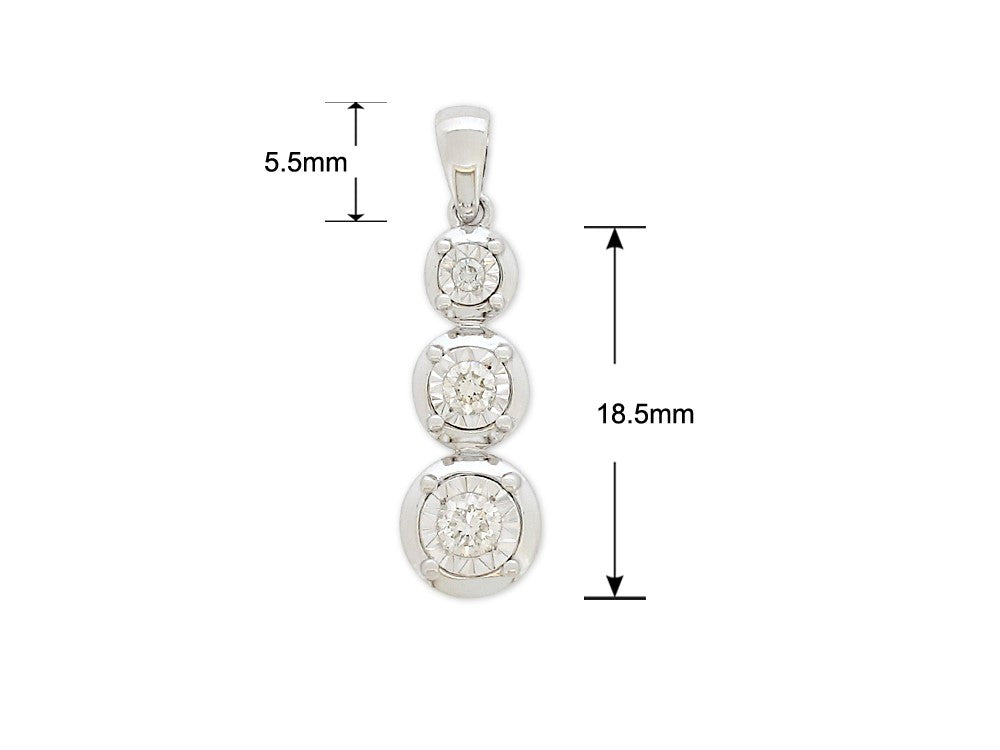 9ct White Gold Diamond drop pendant, 0.20ct total