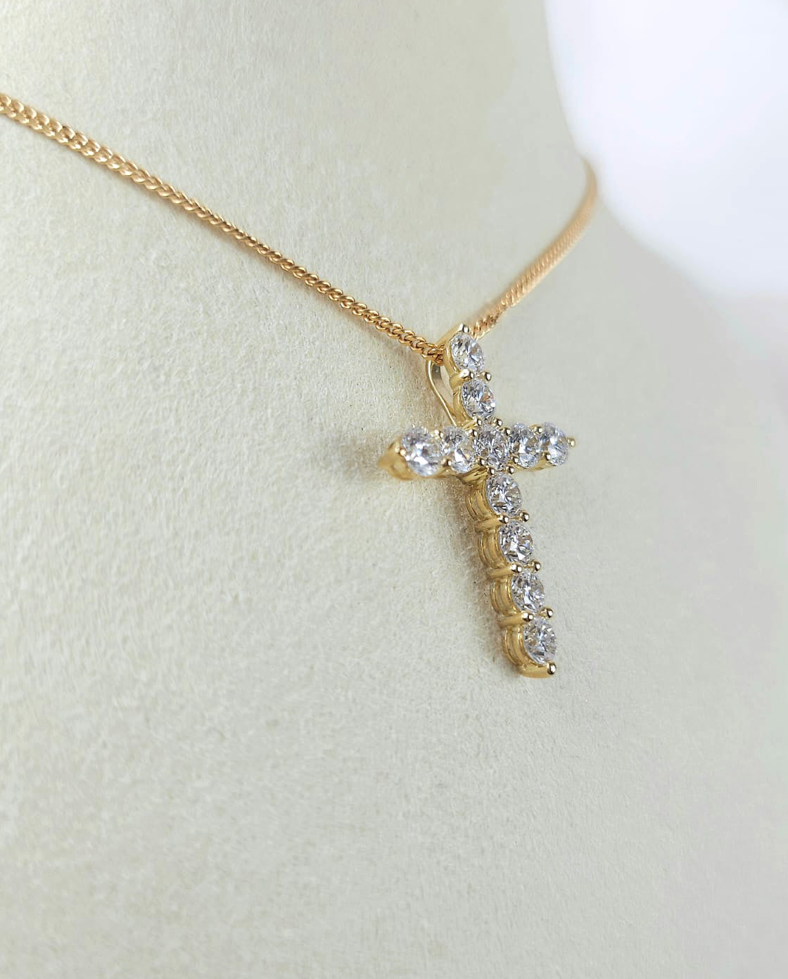 9ct Yellow and White Gold Lab-Grown Diamond cross, 2.50ct total