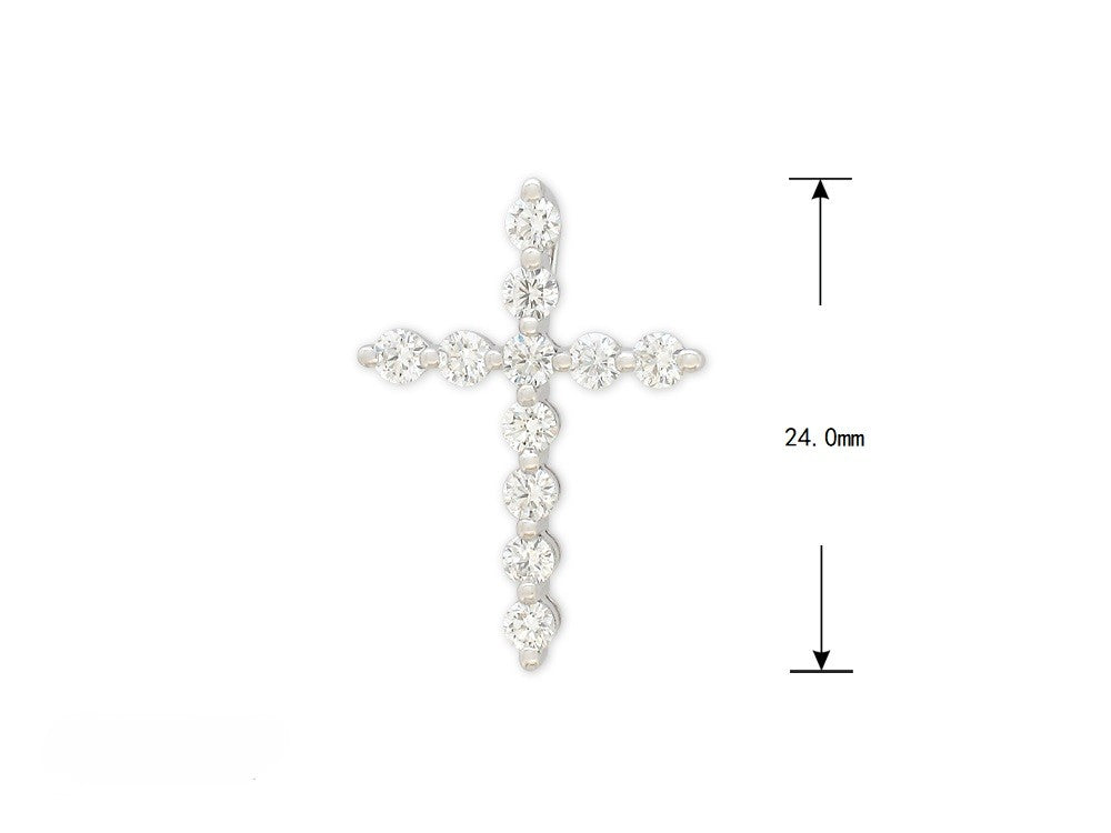 9ct White Gold Lab-Grown Diamond Cross Pendant, 0.78ct Total