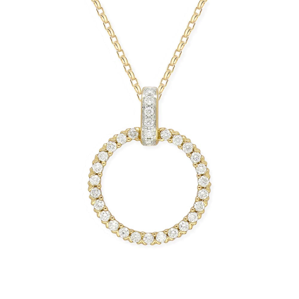 9ct Yellow and White Gold Diamond Circle Pendant, 0.26ct Total