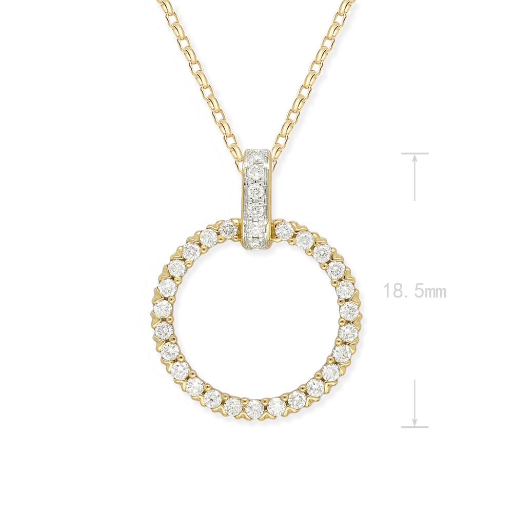 9ct Yellow and White Gold Diamond Circle Pendant, 0.26ct Total