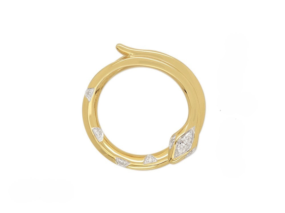 9ct Yellow and White Gold Diamond set circle snake pendant