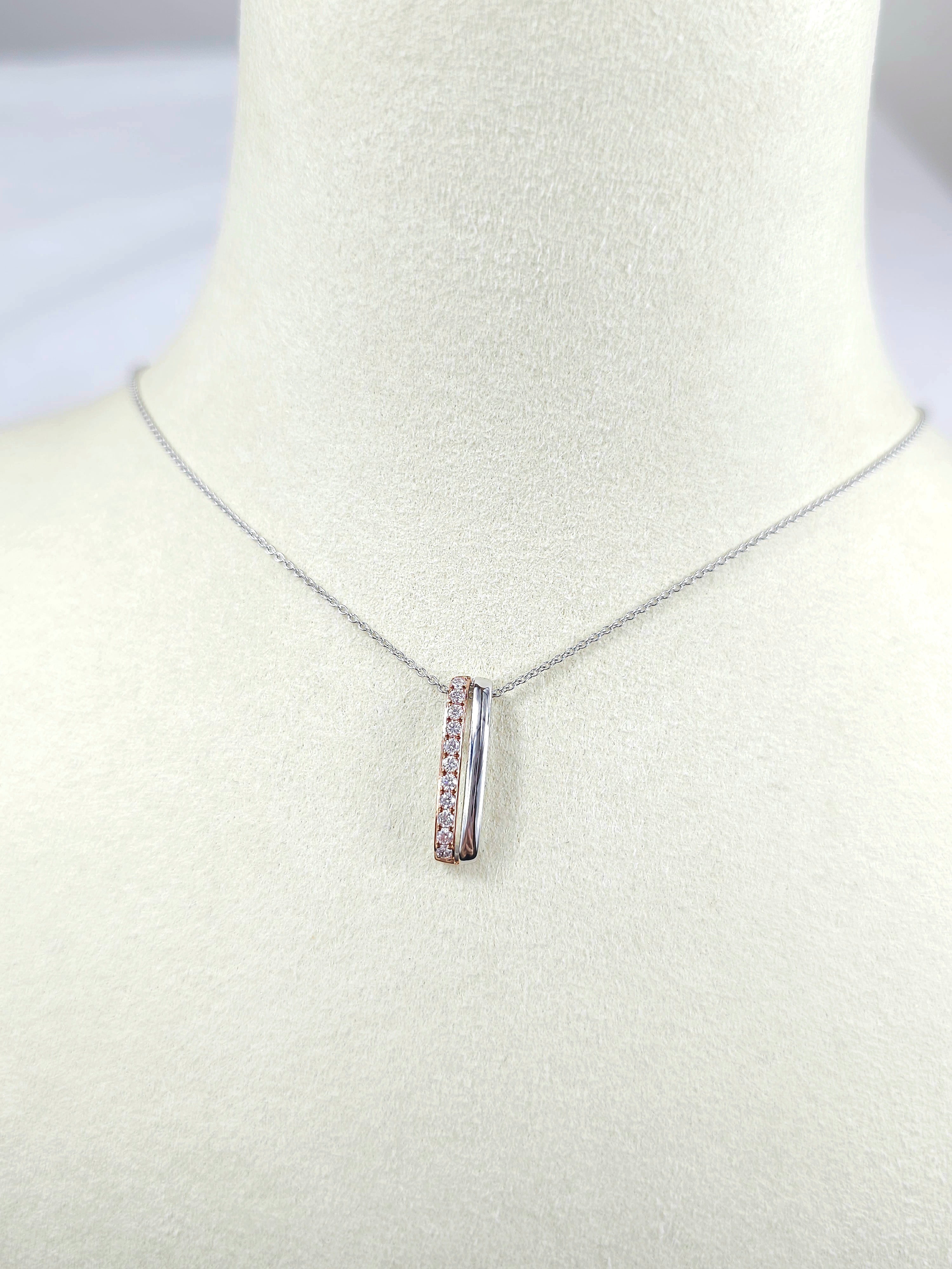 18ct Rose and White Gold Pink Diamond pendant