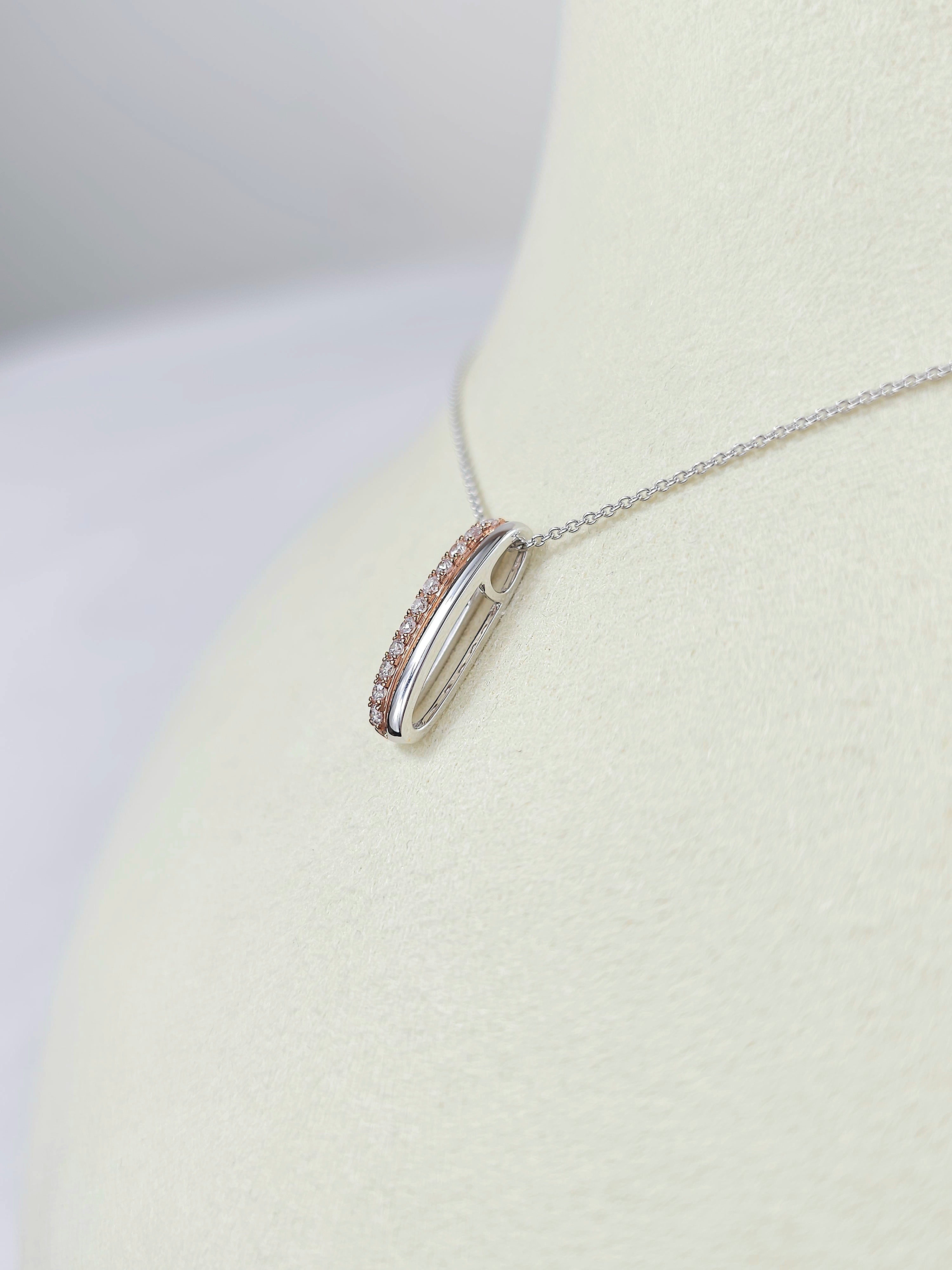 18ct Rose and White Gold Pink Diamond pendant