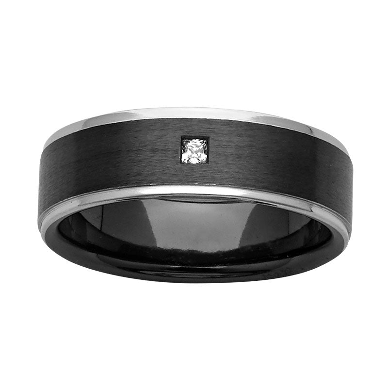 Zirconium Diamond Wedding Band, 7mm, Size W