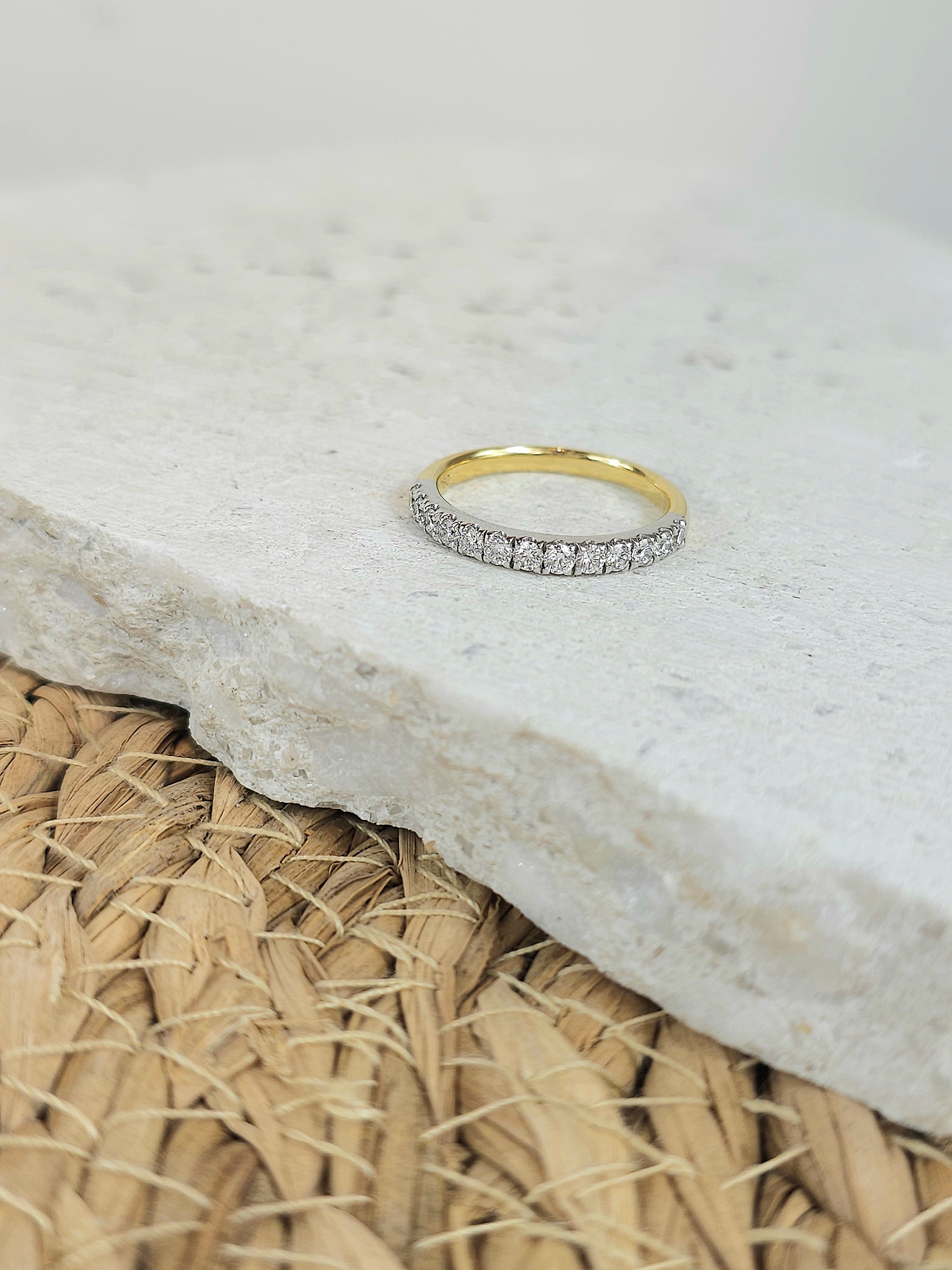 18ct Yellow and White Gold Round Brilliant cut Diamond Band, 0.50ct total