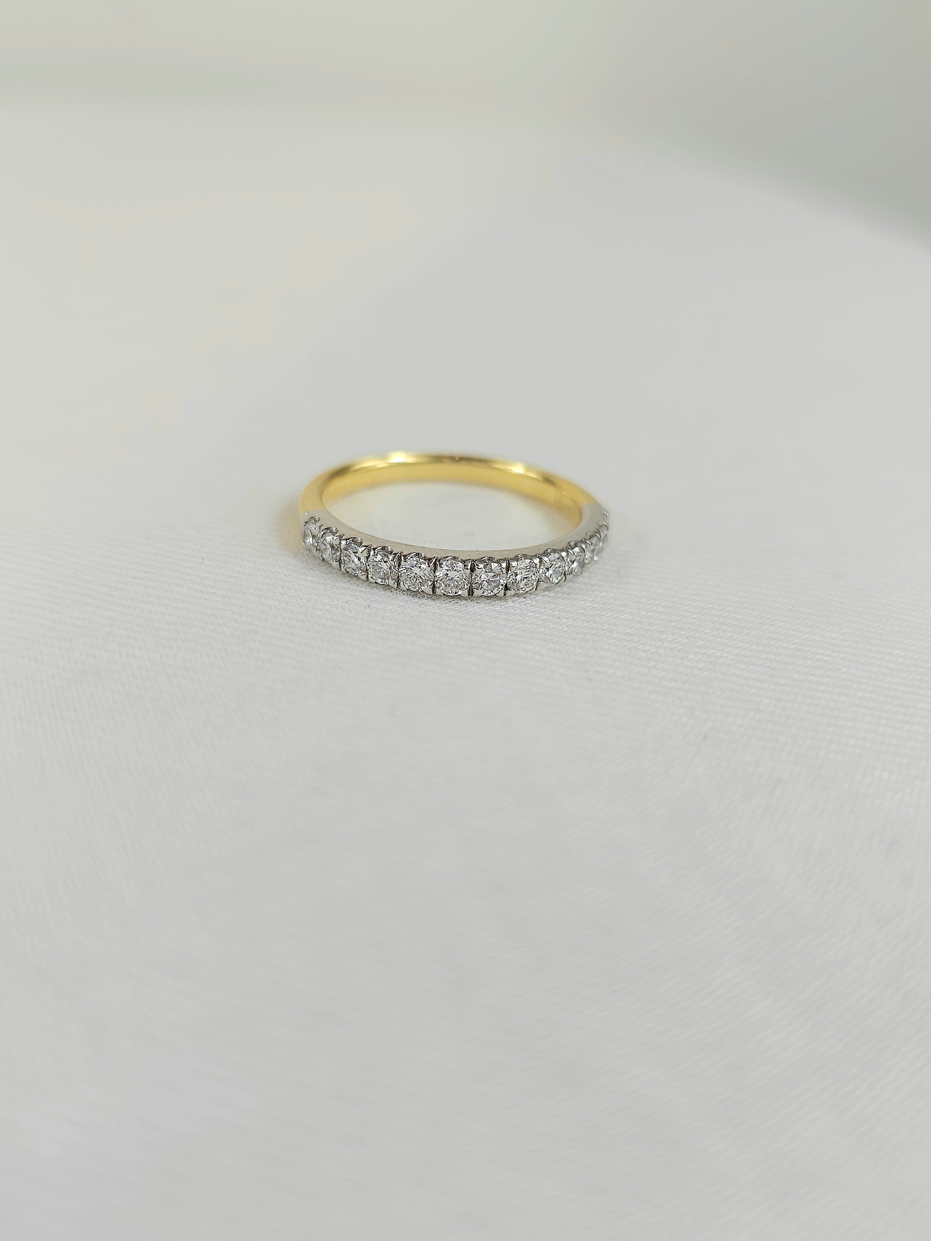 18ct Yellow and White Gold Round Brilliant cut Diamond Band, 0.50ct total