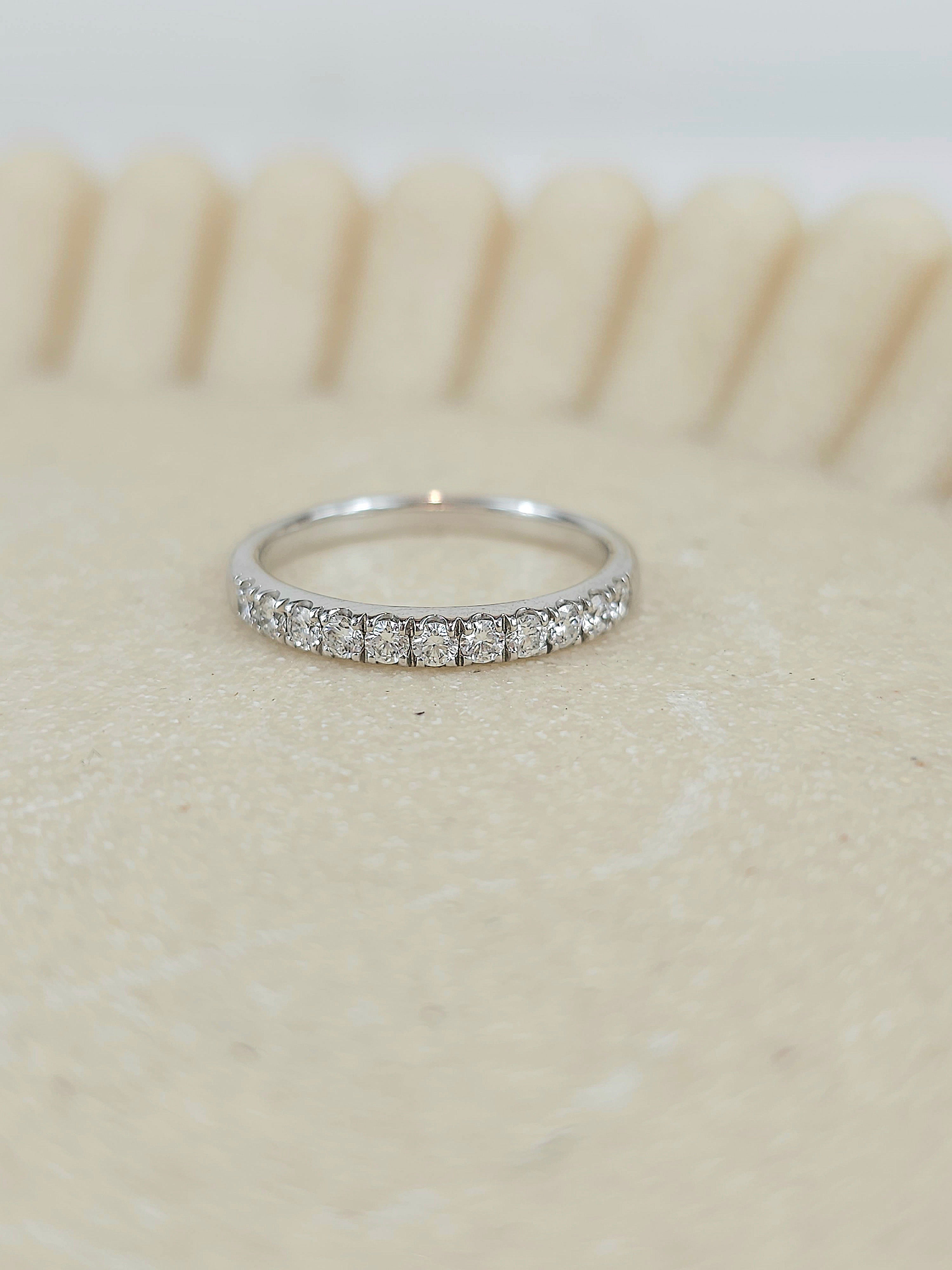 18ct White Gold Round Brilliant cut Diamond Wedding band, 0.41ct total