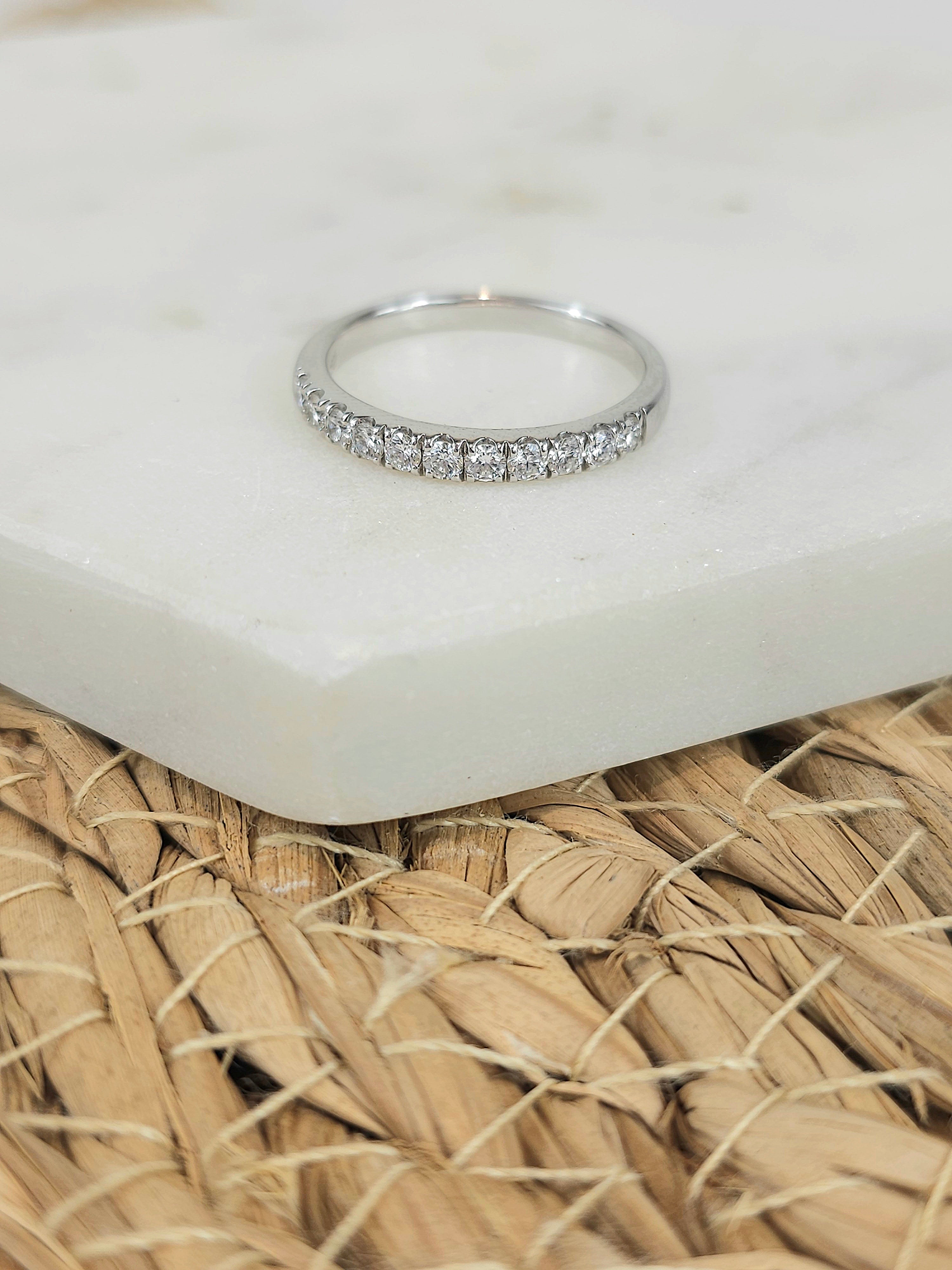 18ct White Gold Round Brilliant cut Diamond Wedding band, 0.41ct total