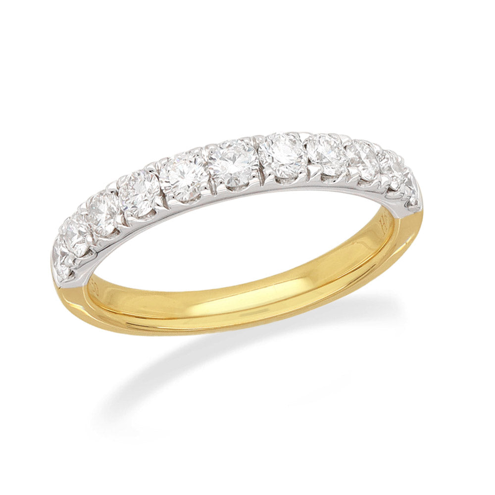 18ct Yellow and White Gold Round Brilliant cut Diamond Band, 0.76ct Total