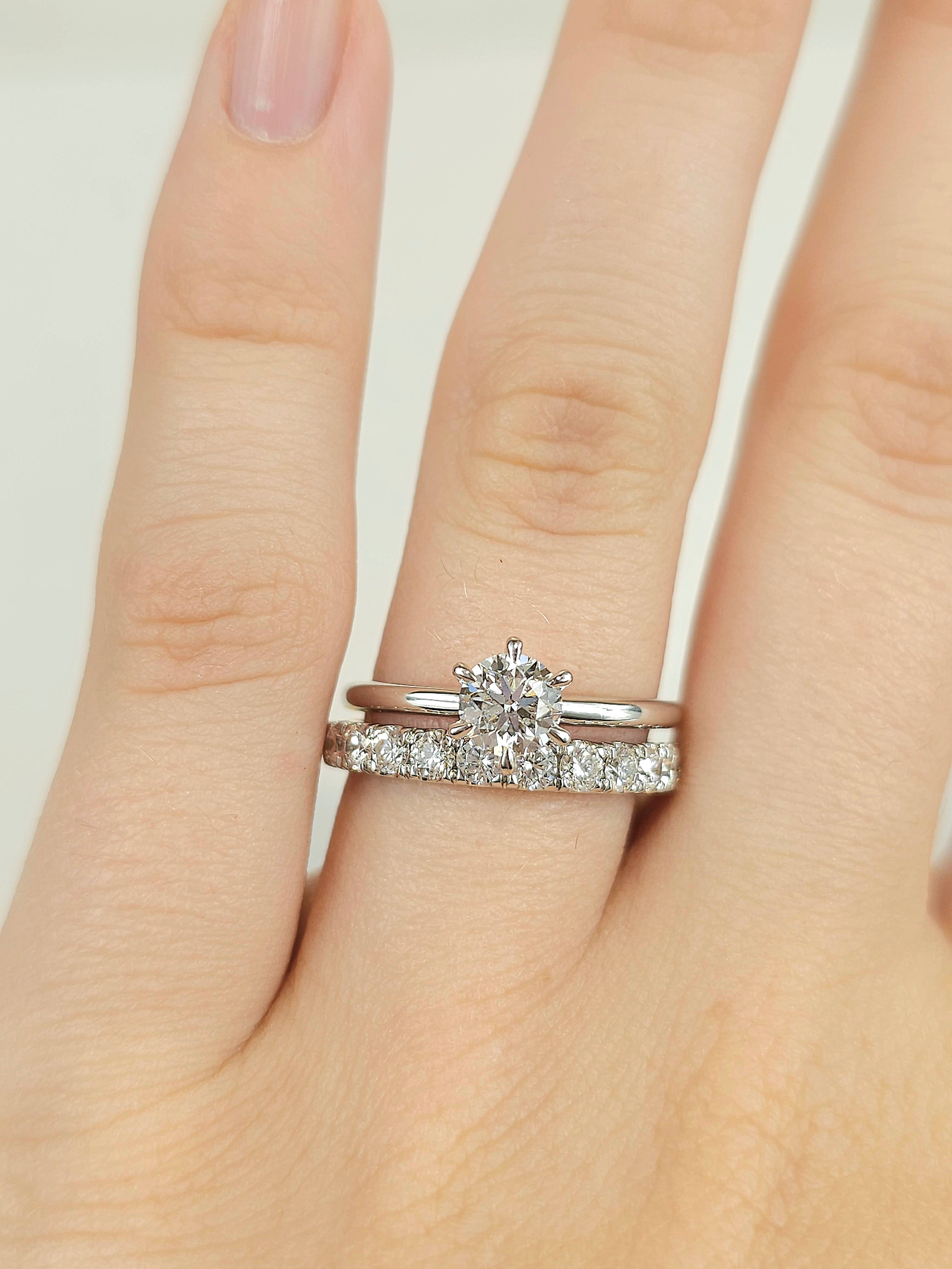 18ct White Gold Round Brilliant Cut Diamond Ring, 0.79ct Total