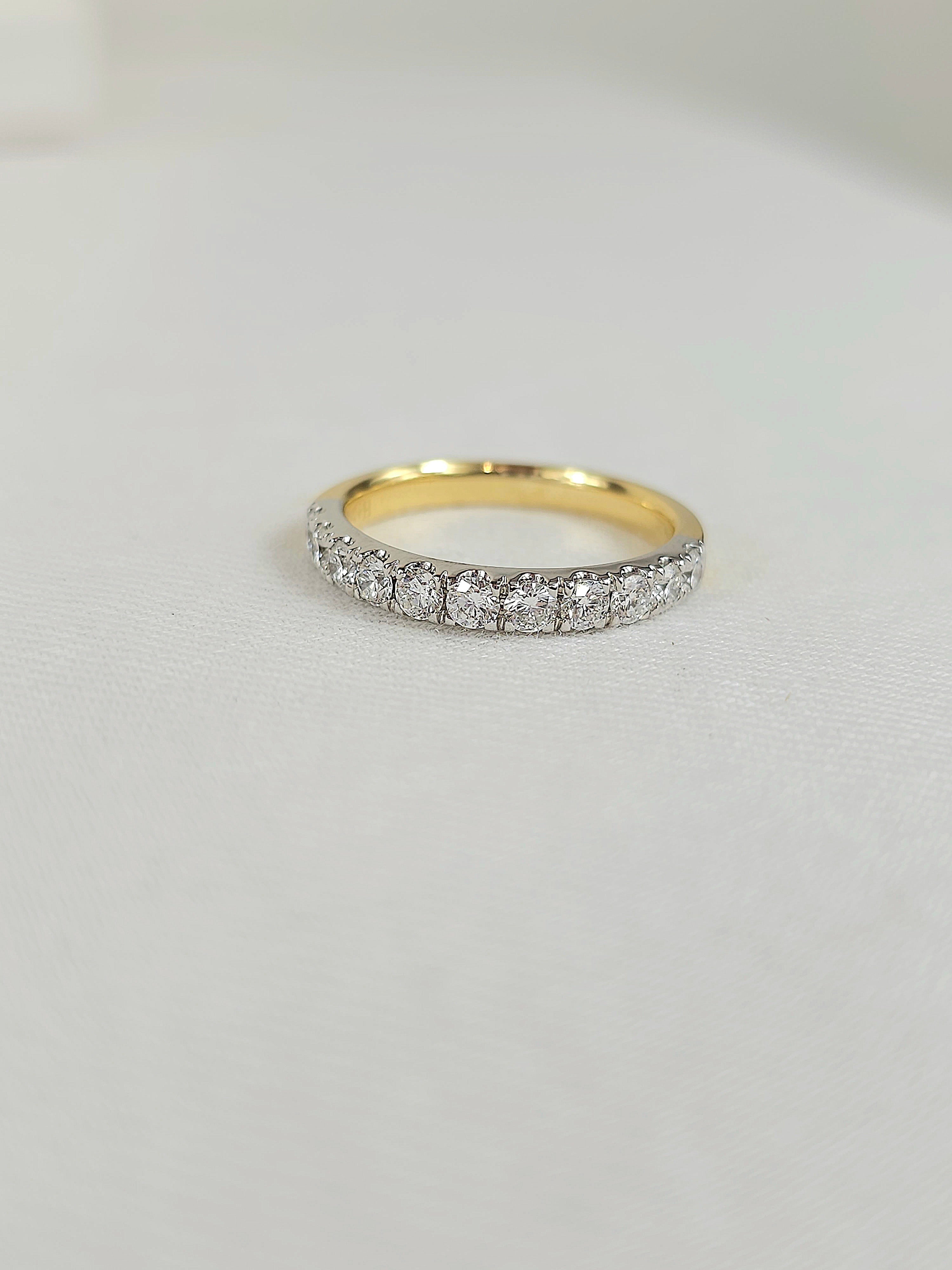 18ct Yellow and White Gold Round Brilliant cut Diamond Band, 0.76ct Total