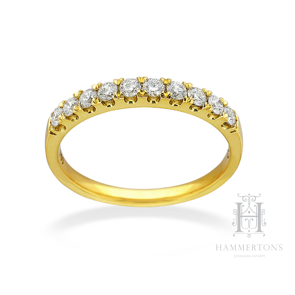 18ct Yellow Gold Round Brilliant cut Diamond band, 0.40ct Total
