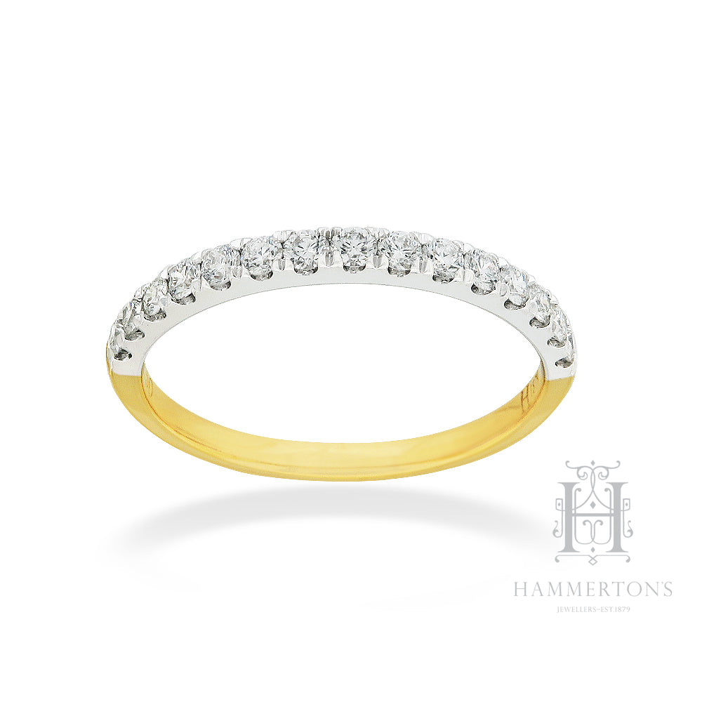 18ct Yellow and White gold Round Brilliant cut Diamond band, 0.33ct total