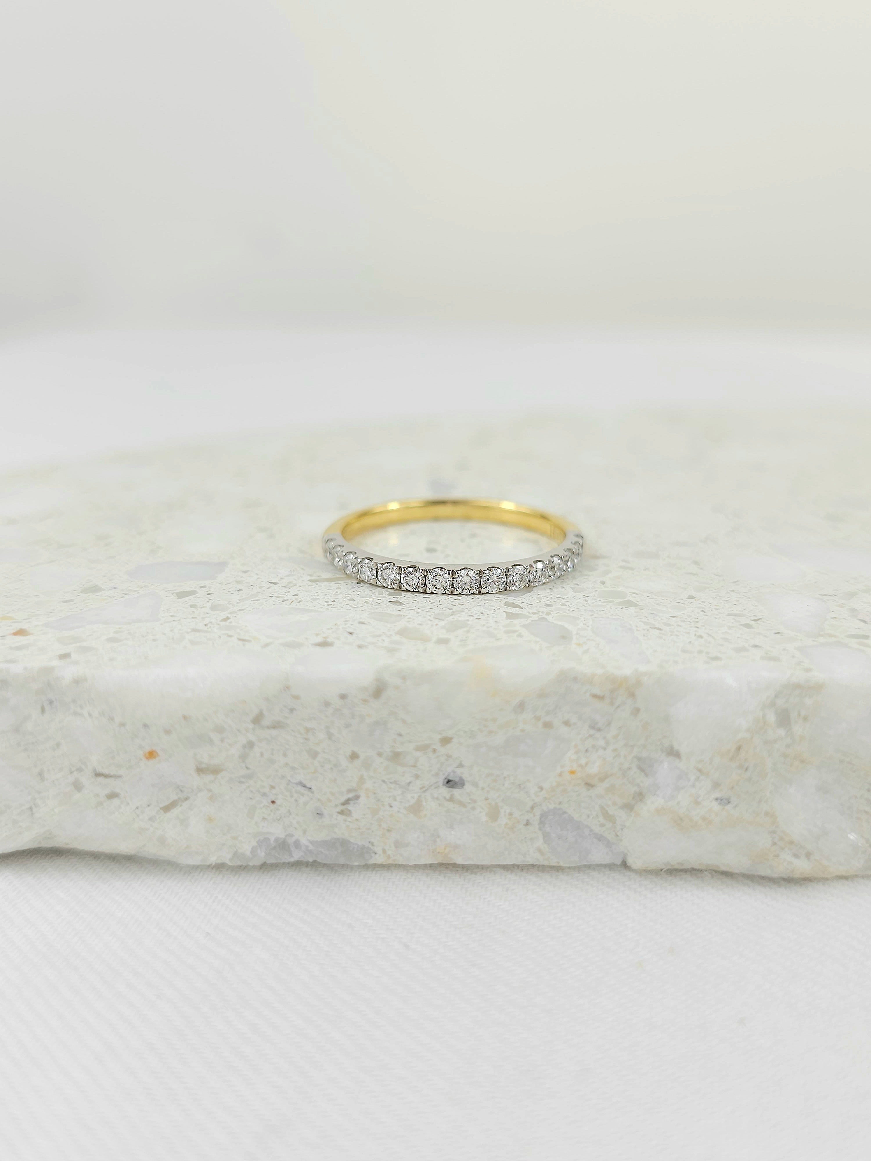 18ct Yellow and White gold Round Brilliant cut Diamond band, 0.33ct total