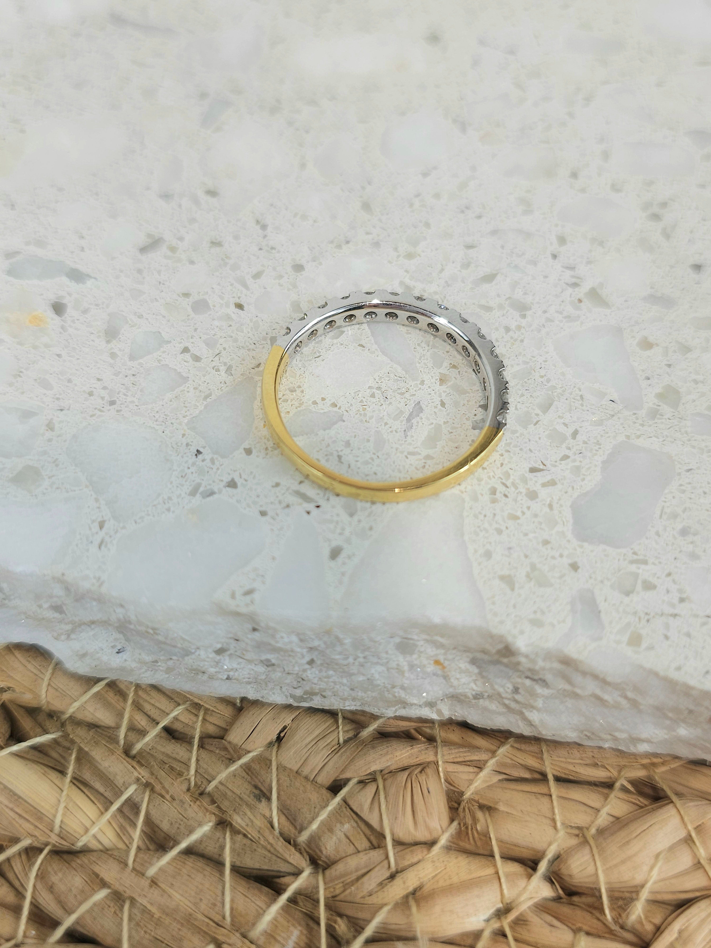 18ct Yellow and White Gold Round Brilliant cut Diamond Band, 0.51ct total