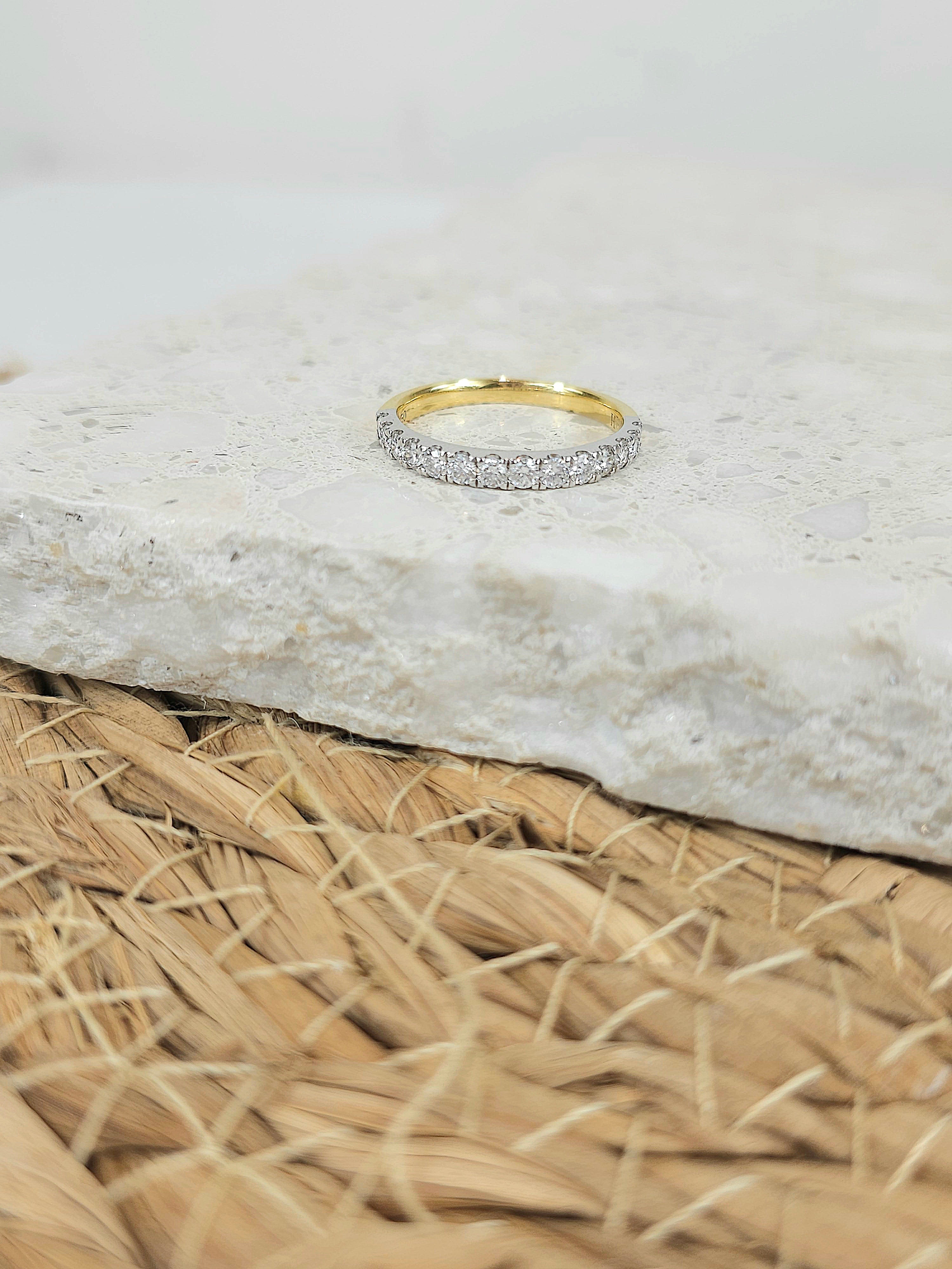 18ct Yellow and White Gold Round Brilliant cut Diamond Band, 0.51ct total