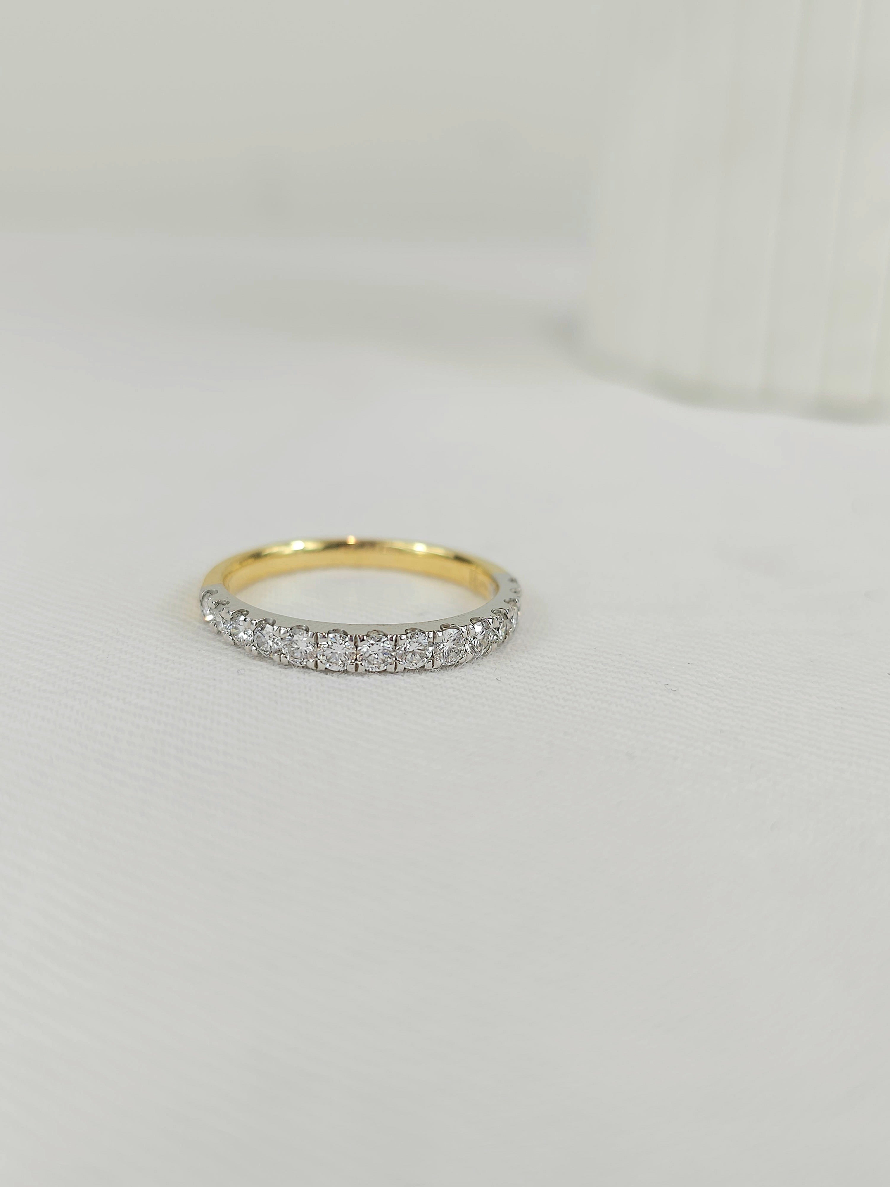 18ct Yellow and White Gold Round Brilliant cut Diamond Band, 0.51ct total